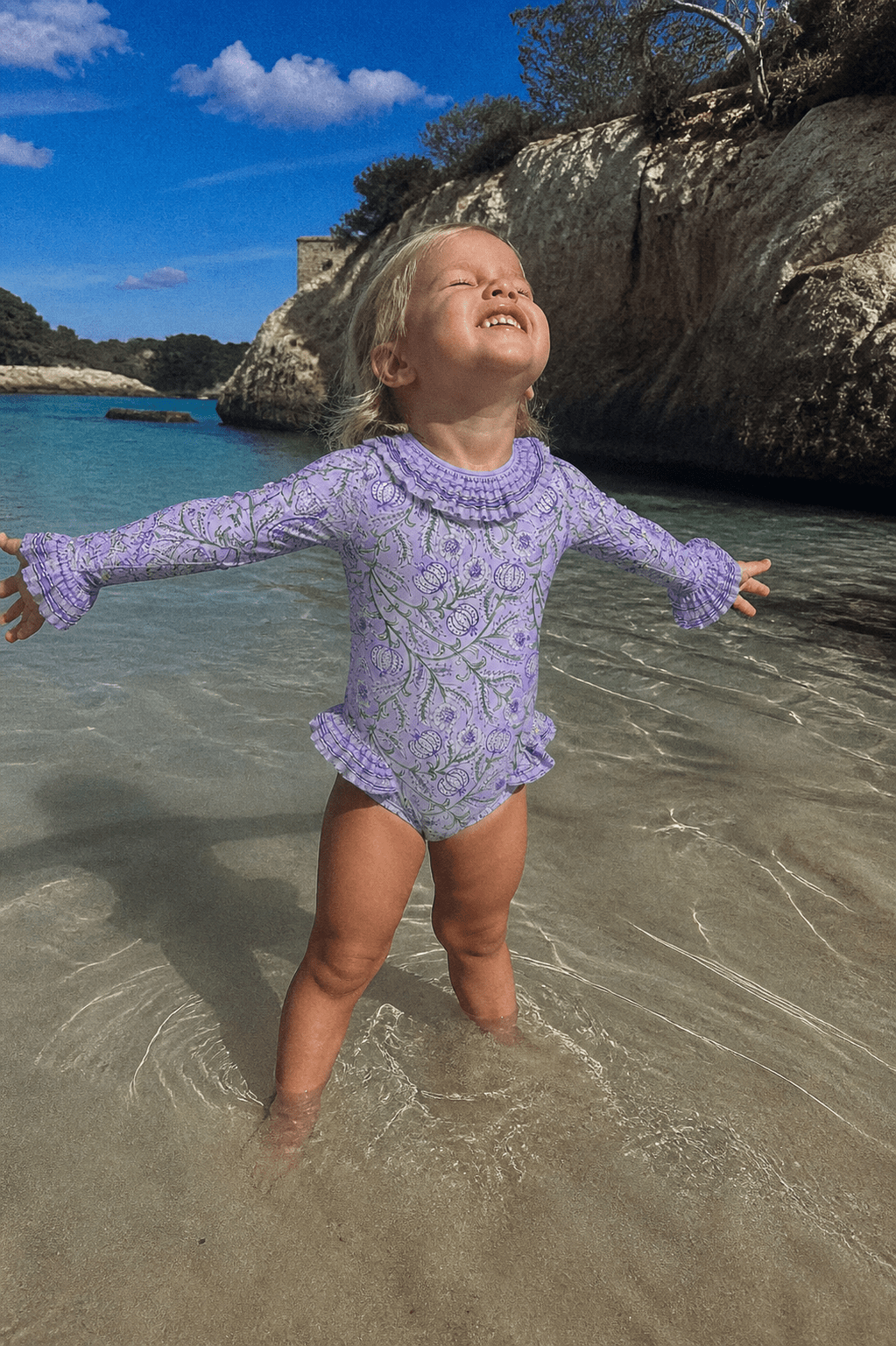 Maillot de bain une pièce manche longue, violet | POPPY BEBE