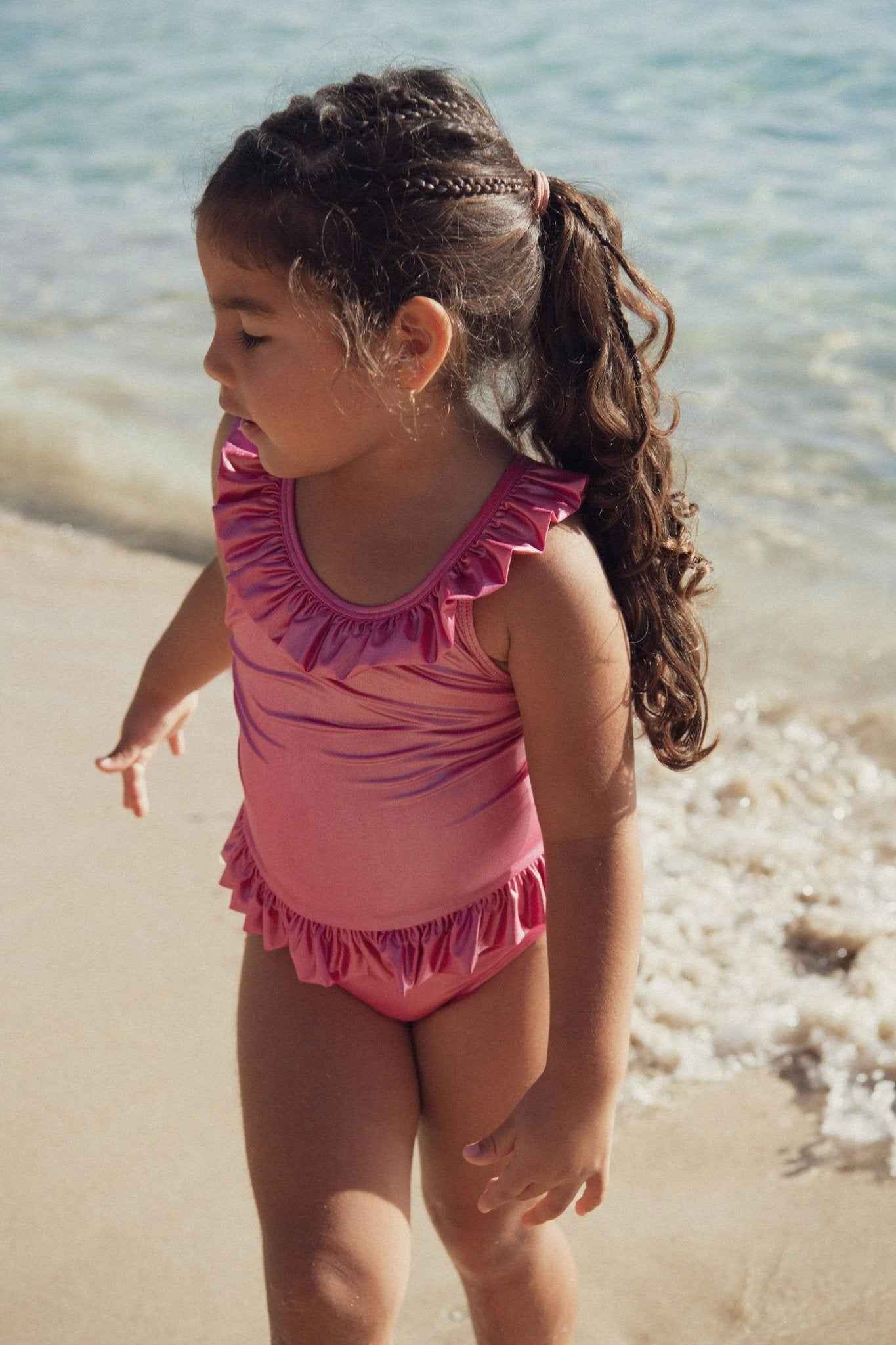 Maillot de bain fille, rose iridescent | VENUS