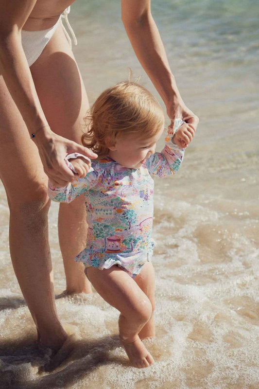 Maillot de bain une pièce manche longue, rose | BLOOM