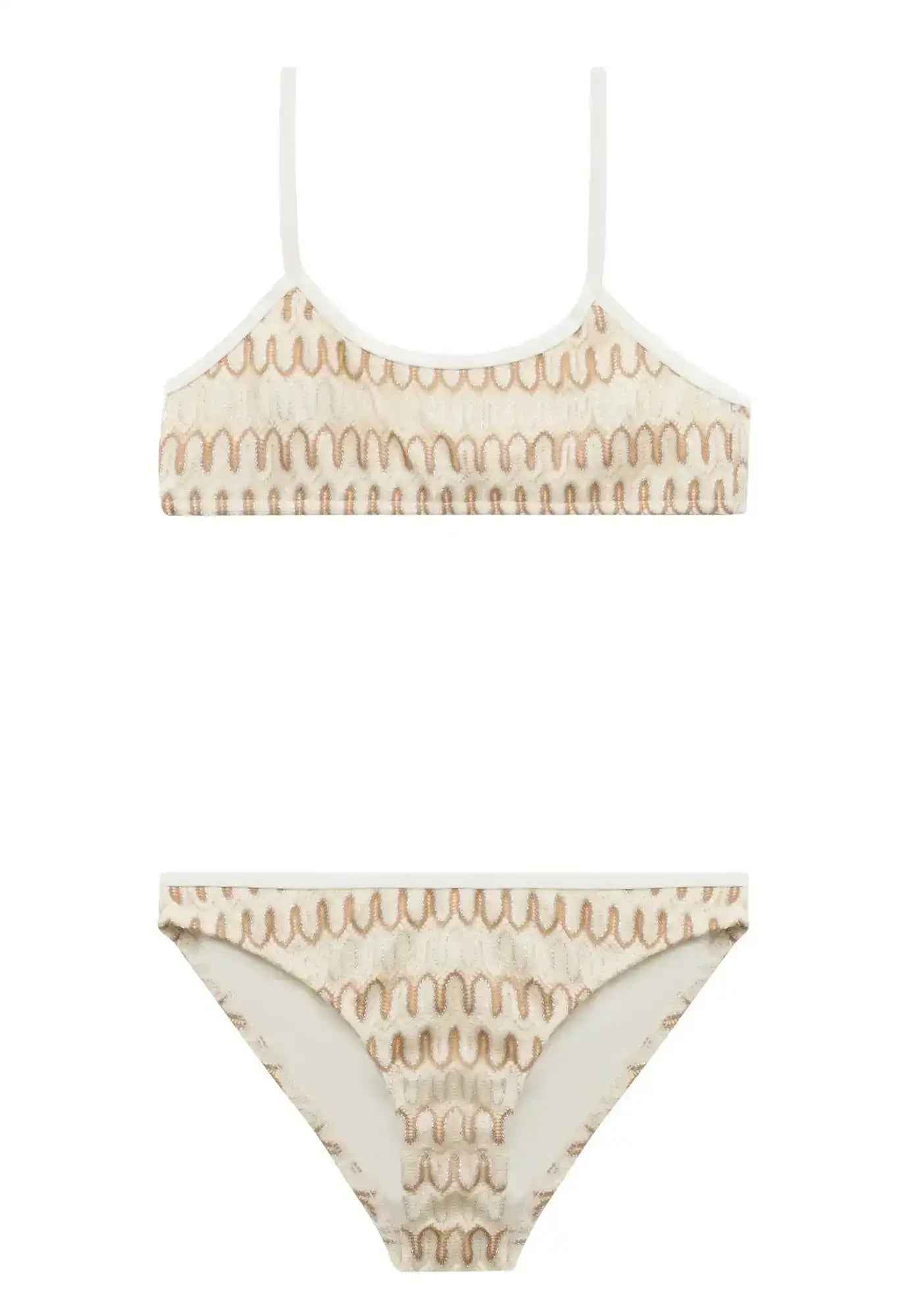 Maillot de bain deux pièces fille, crochet blanc  | SUNSET 2P