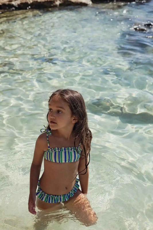 Maillot de bain deux pièces filles, bleu/vert | ISCHIA 2P