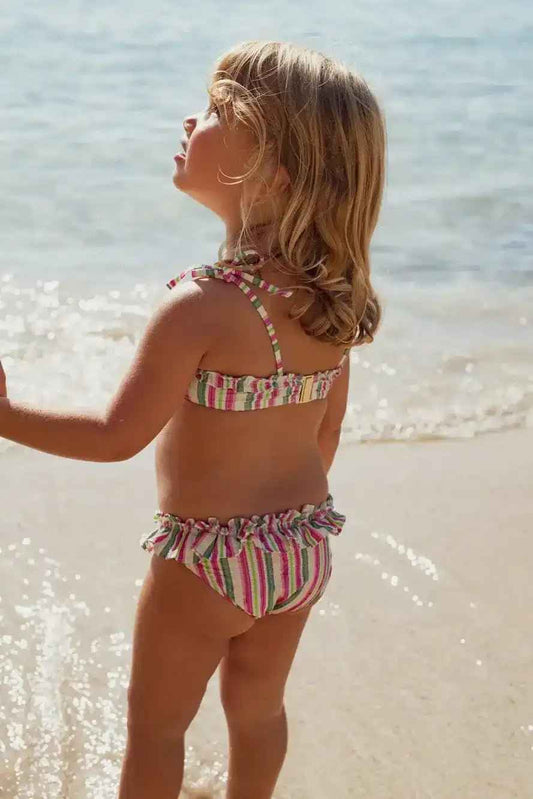 Maillot de bain deux pièces filles, rose/vert | ISCHIA 2P