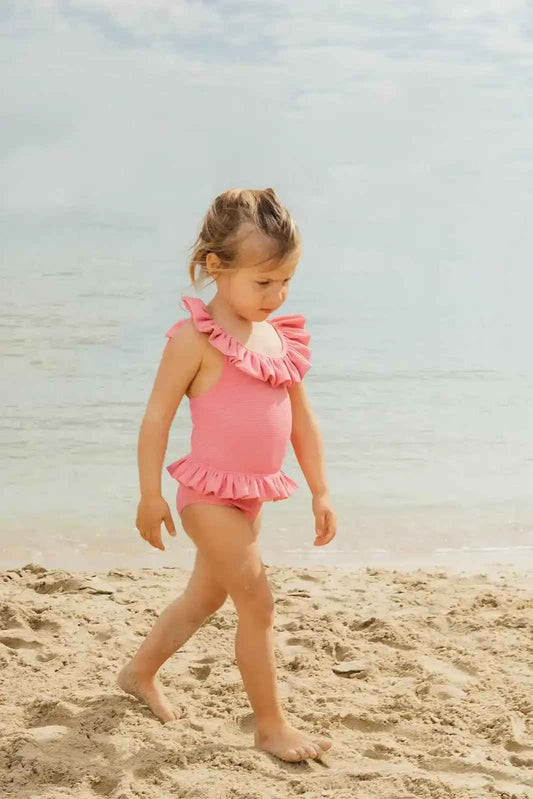 Maillot de bain une pièce bébé fille, piqué rose/or | BAHAMAS BABY