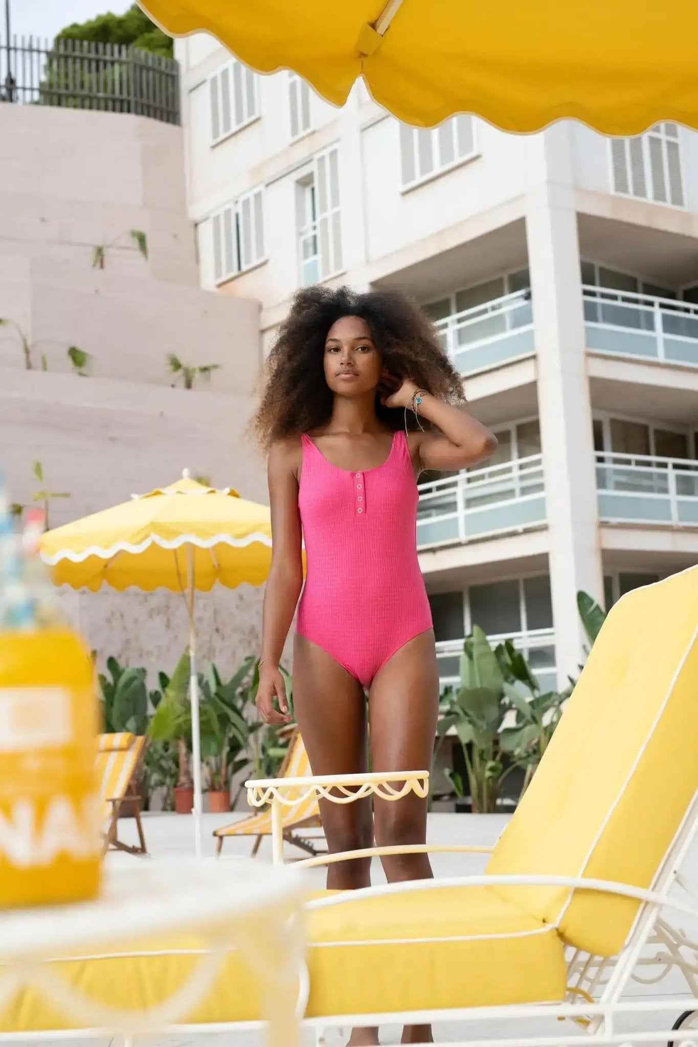 Maillot de bain une pièce fille, rose/or | CALYPSO 1P