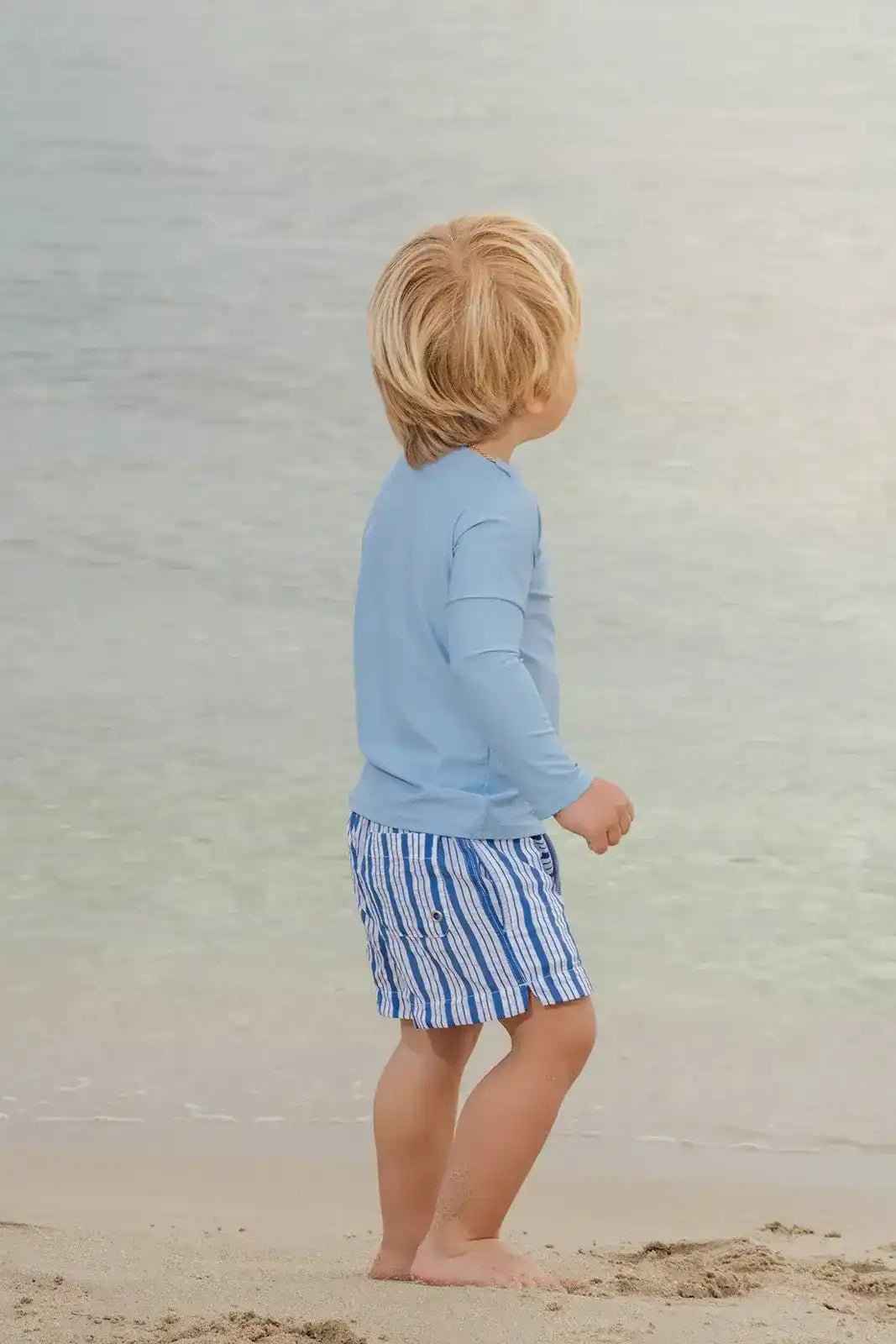 Short de bain garçon, bleu rayé | MILOS