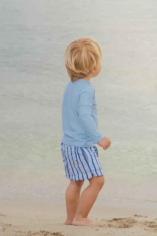 Short de bain garçon, bleu rayé | MILOS
