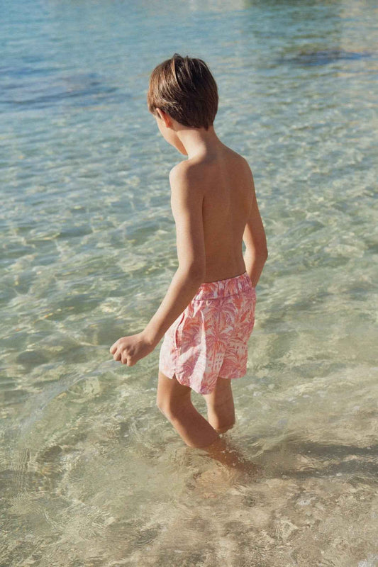 Short de bain garçon, imprimé orange | JUNGLE