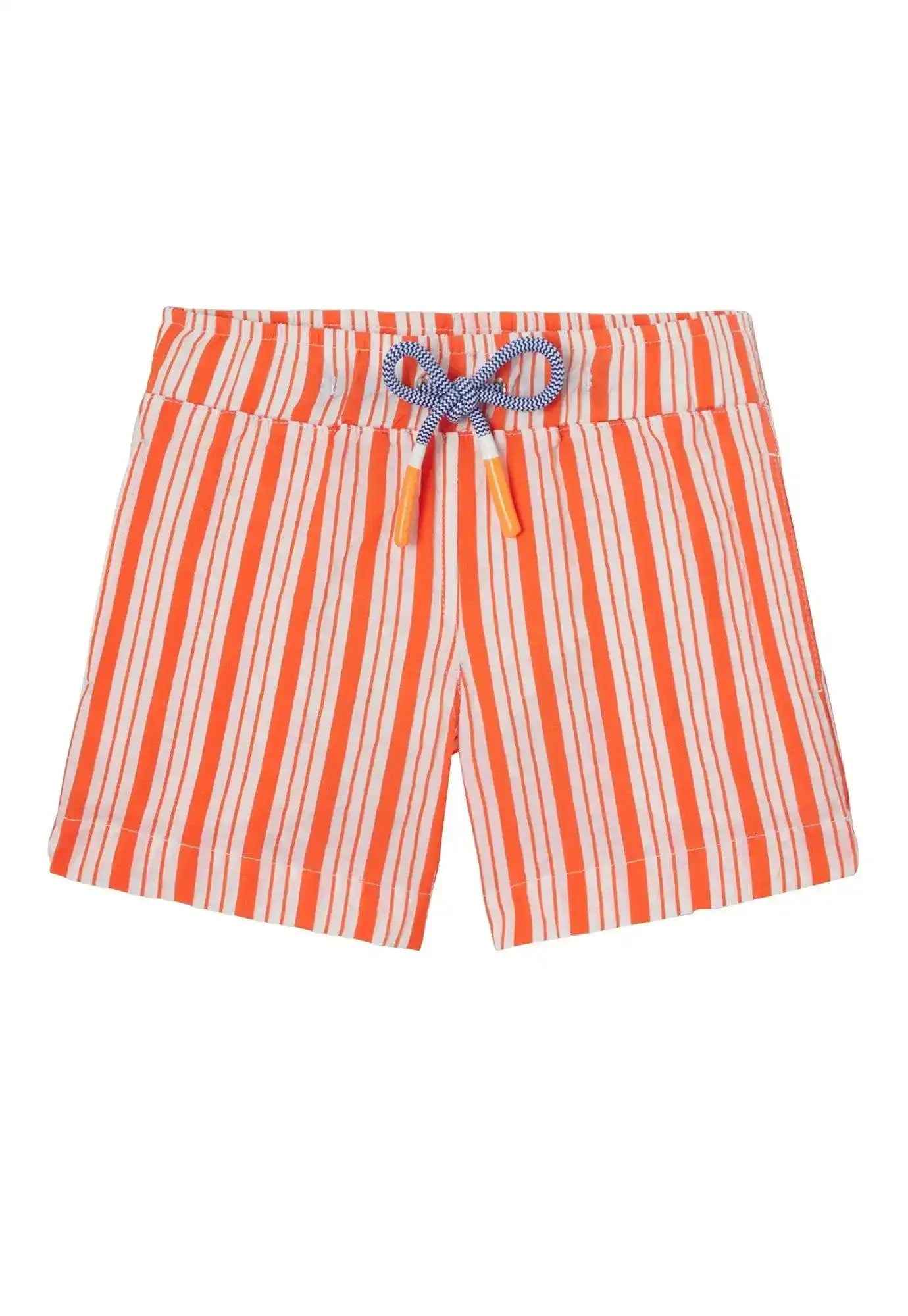 Short de bain garçon, orange rayé | MILOS