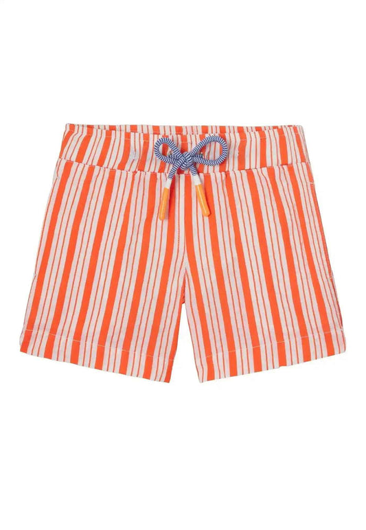 Short de bain garçon, orange rayé | MILOS